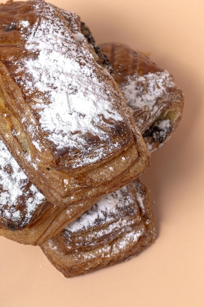 Foto panini fatti in casa con cioccolato e zucchero a velo