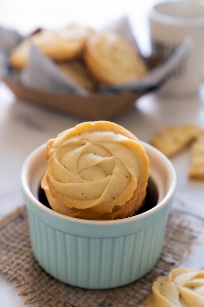 Homemade butter cookies in stack