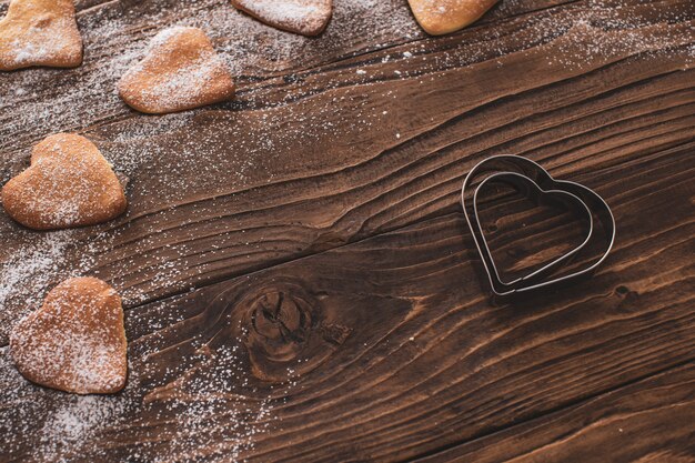 homemade cakes, fragrant cookies. Cookies in form hearts