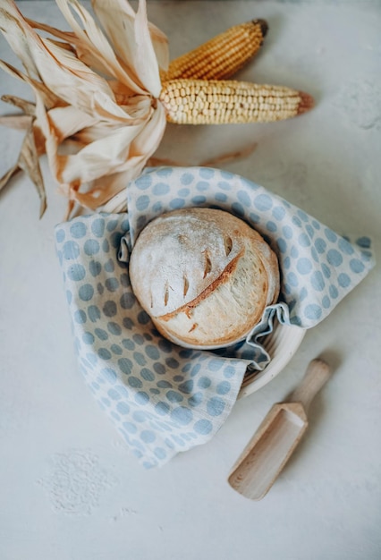 homemade cakes, rustic style, handmade homemade bread on a light background, fresh bread