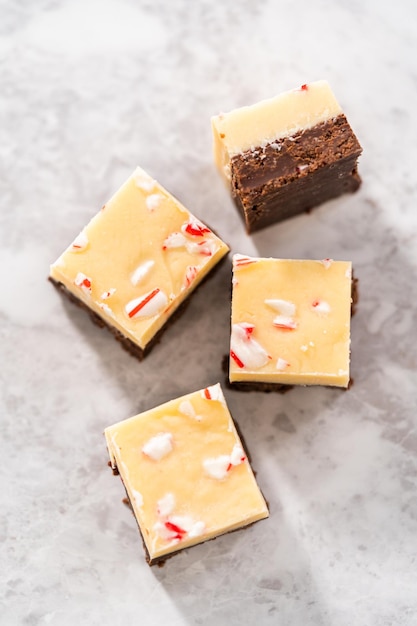 Homemade candy cane fudge