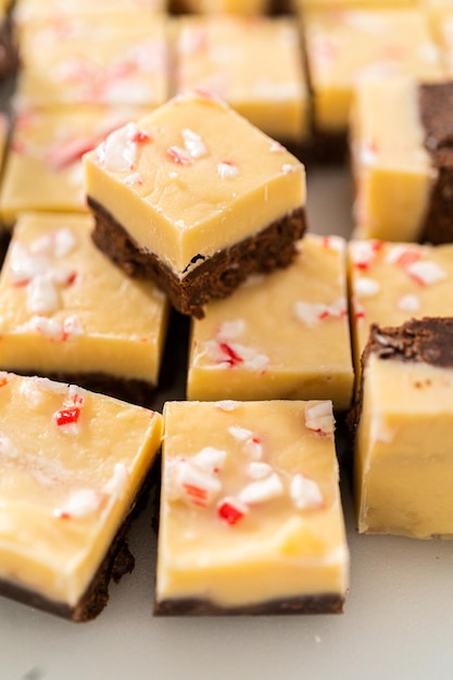 Homemade candy cane fudge