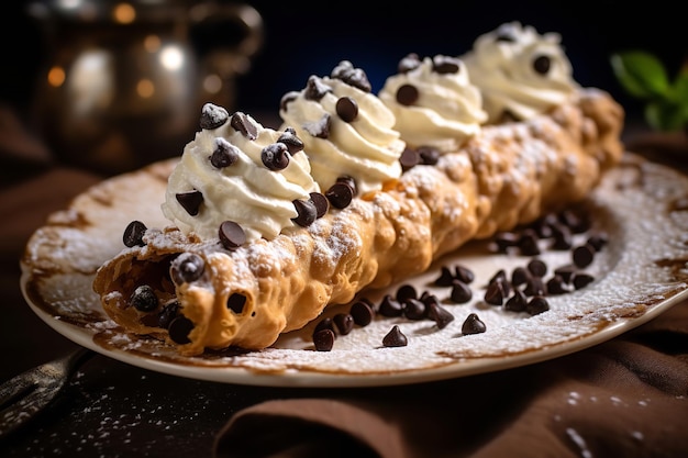 Homemade Cannoli Filled with Sweet Ricotta Cream