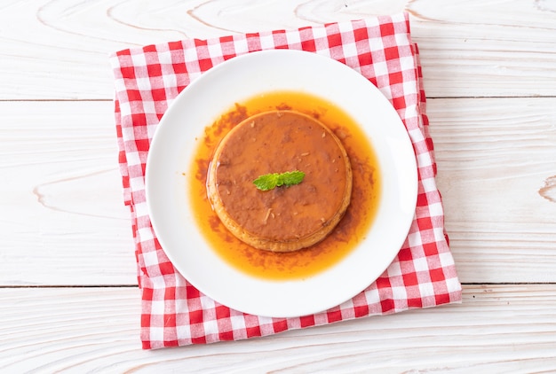 Homemade caramel custard pudding