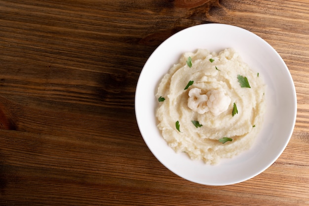 Homemade Cauliflower Puree in a bowl