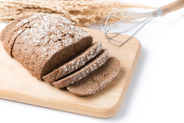 Homemade Cereal bread isolated on white background