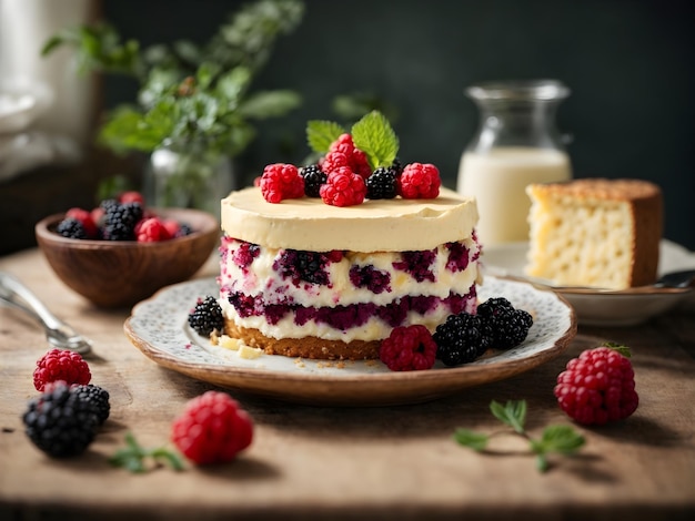 Домашний торт с сырным кремом и лесными ягодами