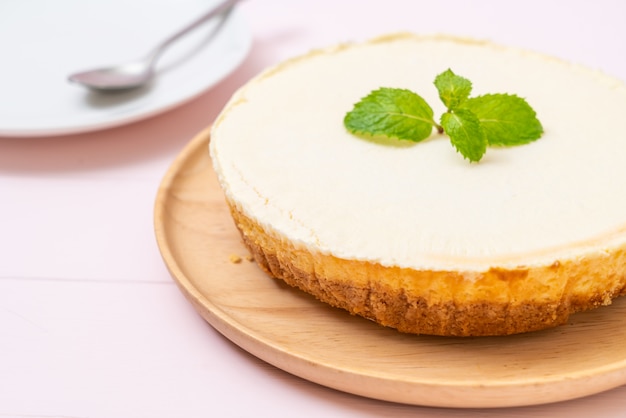 Homemade cheesecake  with mint