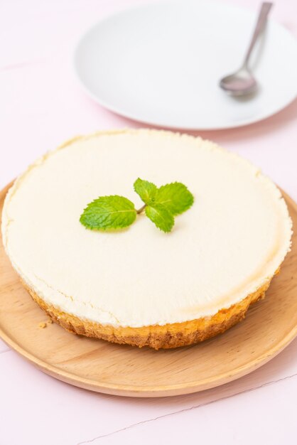 Homemade cheesecake  with mint