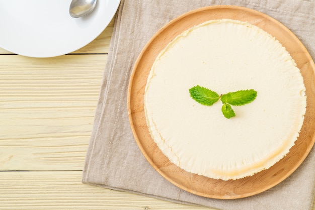 Homemade cheesecake with mint