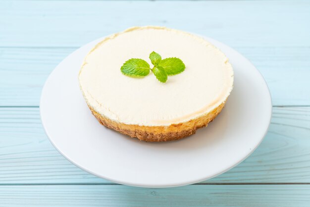 Homemade cheesecake  with mint