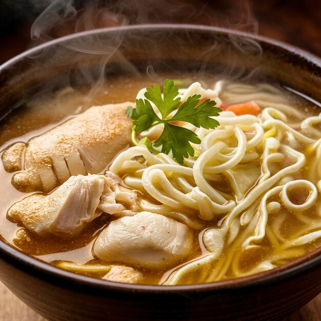 Homemade chicken noodle soup in a bowl