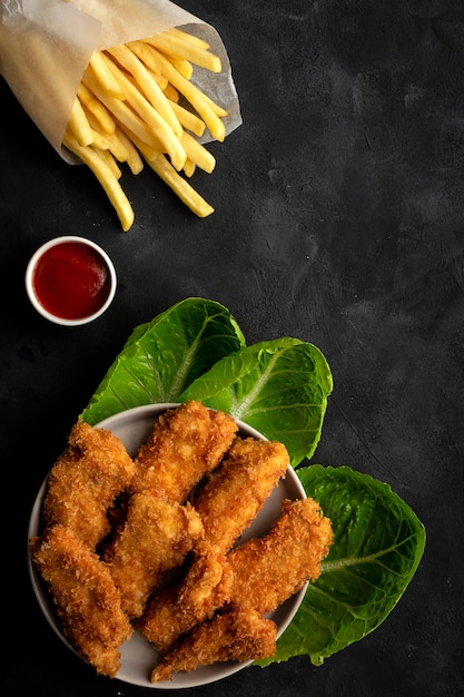 Homemade chicken nuggets battered with panko