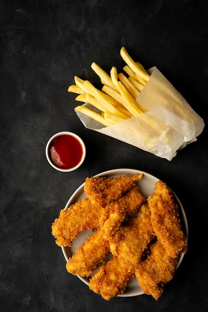 Homemade chicken nuggets battered with panko