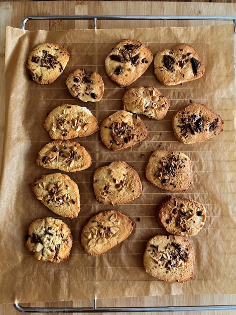 homemade chip cookies on table