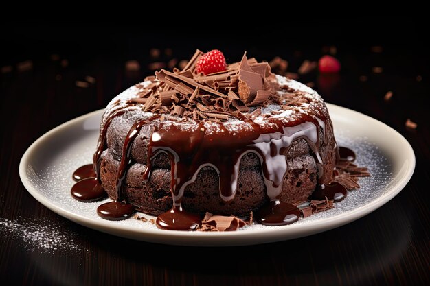 Homemade Chocoalte Molten Lava Cake isolated on white background