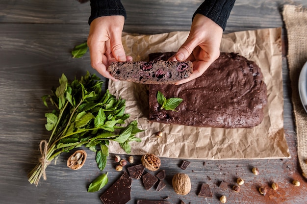 Homemade chocolate brownies