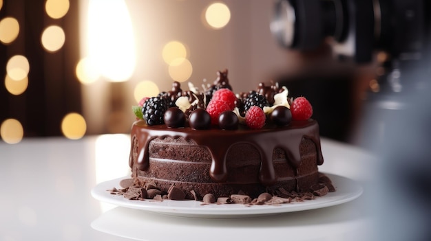 Homemade Chocolate Cake with Copy Space