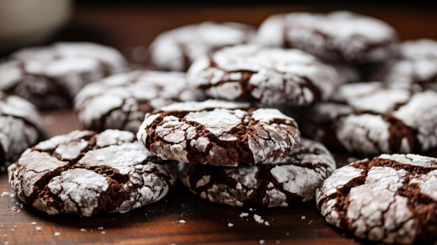 Homemade chocolate crinkle cookies