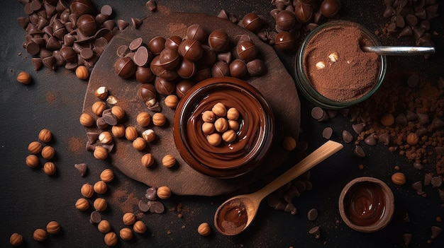 Foto spread di nocciole al cioccolato fatto in casa