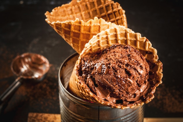 Homemade chocolate ice cream