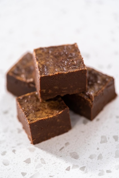 Homemade chocolate peanut butter fudge