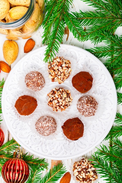 Homemade chocolate truffles 