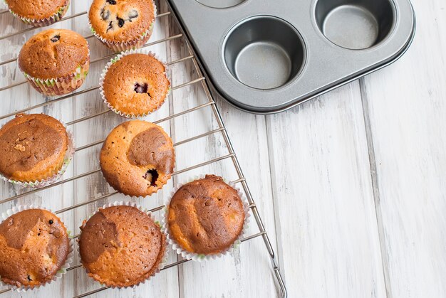 Homemade Chocolate and vanilla muffins 