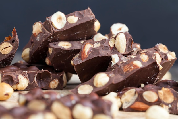 Homemade chocolate with a large number of nuts