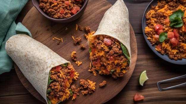 Foto burritos di colazione chorizo fatti in casa