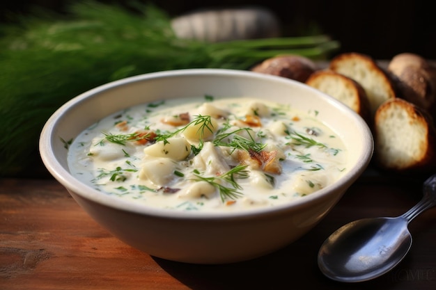 Homemade clam chowder Generative AI