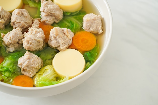 Homemade Clear Soup with Tofu and Minced Pork Bowl