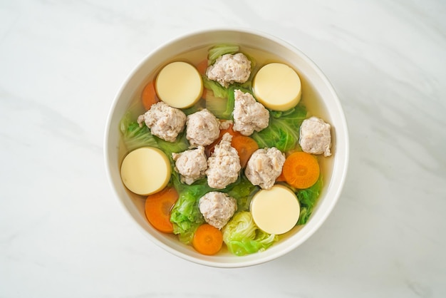 Homemade Clear Soup with Tofu and Minced Pork Bowl