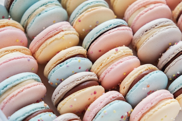 Homemade colorful pastel macaroons 