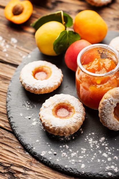 Homemade cookeis with apricot jam