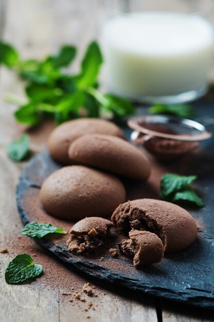 Photo homemade cookie with chocolate