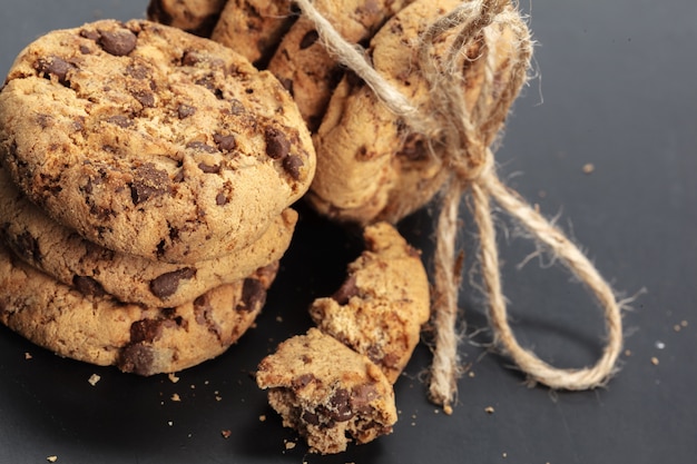 Homemade cookies on a black 