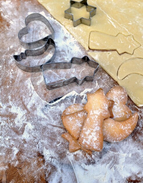 Homemade cookies in flour 