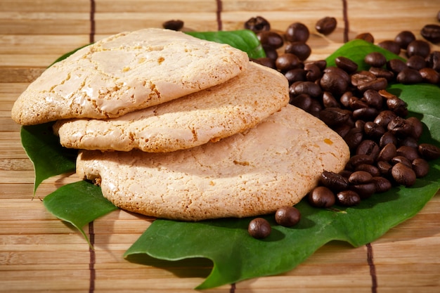 Homemade cookies on leaves