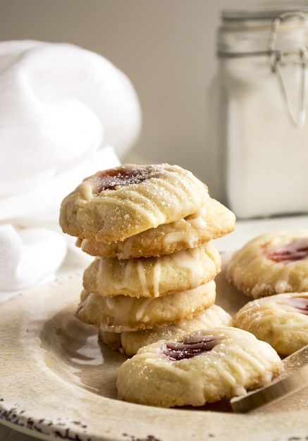 homemade cookies on plate on light background