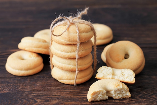 Homemade cookies tied with rope.