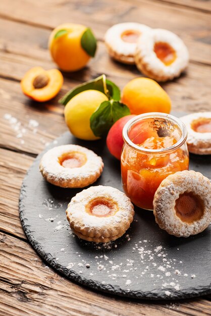 Homemade cookies with apricot jam