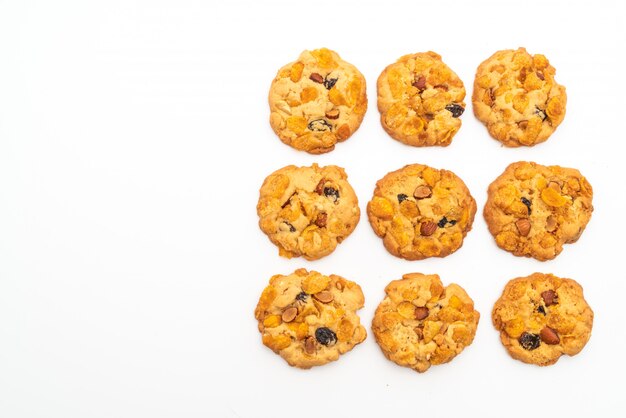 homemade cookies with cornflake raisin and almonds