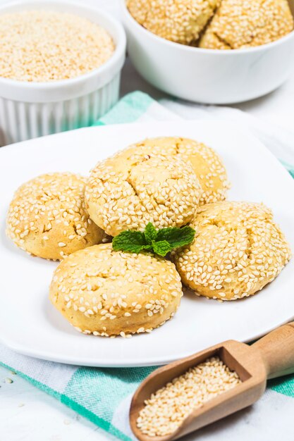 Homemade cookies with sesame seeds