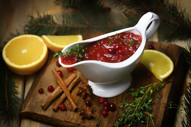 Homemade cranberry sauce.