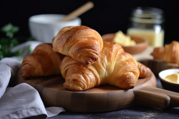 Homemade croissants with delicious flaky layers and rich buttery flavor created with generative ai