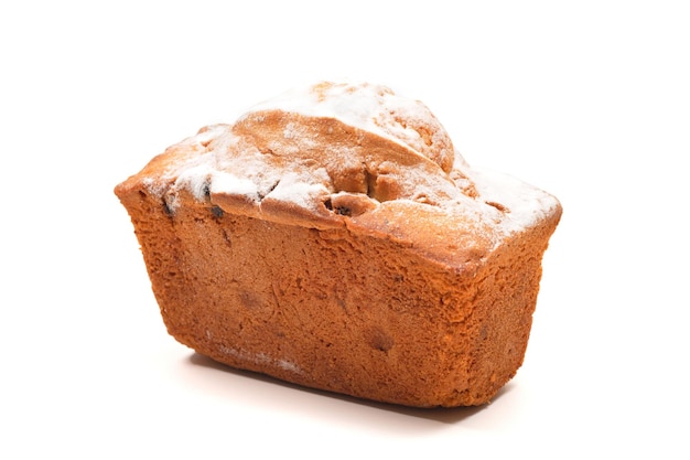 Homemade cupcake with powdered sugar on white background homemade fresh baked goods