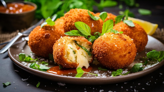 Homemade deep fried risotto arancini