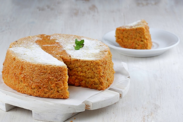 homemade delicious carrot cake on table