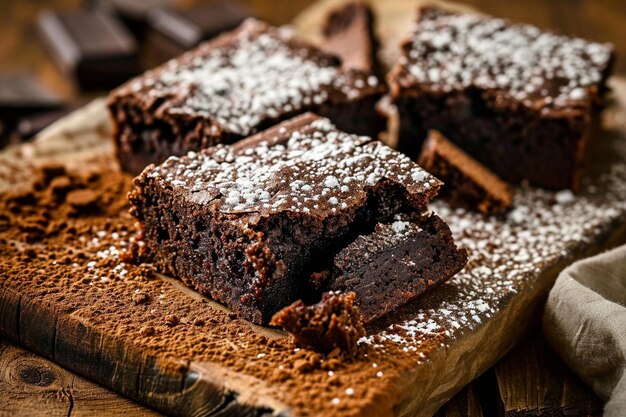 Homemade delicious chocolate brownies closeup chocolate cake